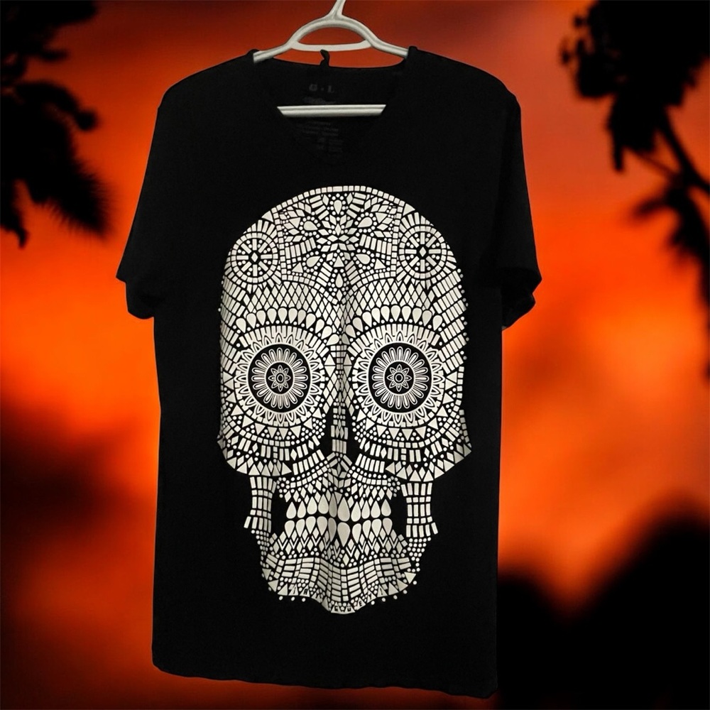 Black Dia De Muertos T-Shirt - L